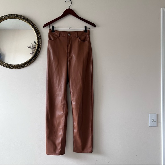 DYNAMITE | Gisele Faux Leather Straight Leg Pants - Picture 3 of 6